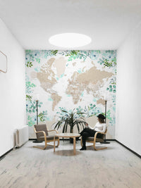 Old-world inspired rustic map wallpaper with global theme

