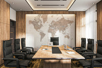 Elegant aged map mural with hand-painted watercolor look

