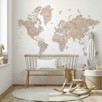 Watercolor-style antique world map for libraries and offices

