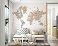 Peel and stick vintage global map for traditional interiors

