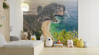 Secret beach escape wallpaper mural with ocean view

