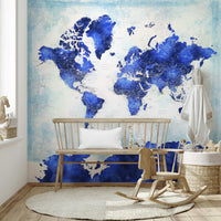 Artistic navy map wallpaper for home offices

