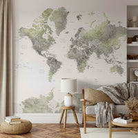 Eco-friendly inspired map wallpaper in green tones

