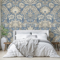 Damask print wallpaper with botanical inspiration

