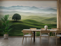 Tranquil wallpaper for walls featuring serene green hills

