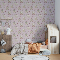 Floral wallpaper in blush tones for soft wall decor


