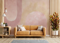 Light pink and neutral abstract design on wall

