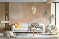 Neutral mist shapes abstract wallpaper

