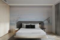 Wallpaper featuring a cityscape with blue rooftops

