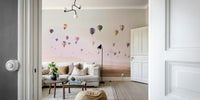 Fun air balloons mural design for creative spaces

