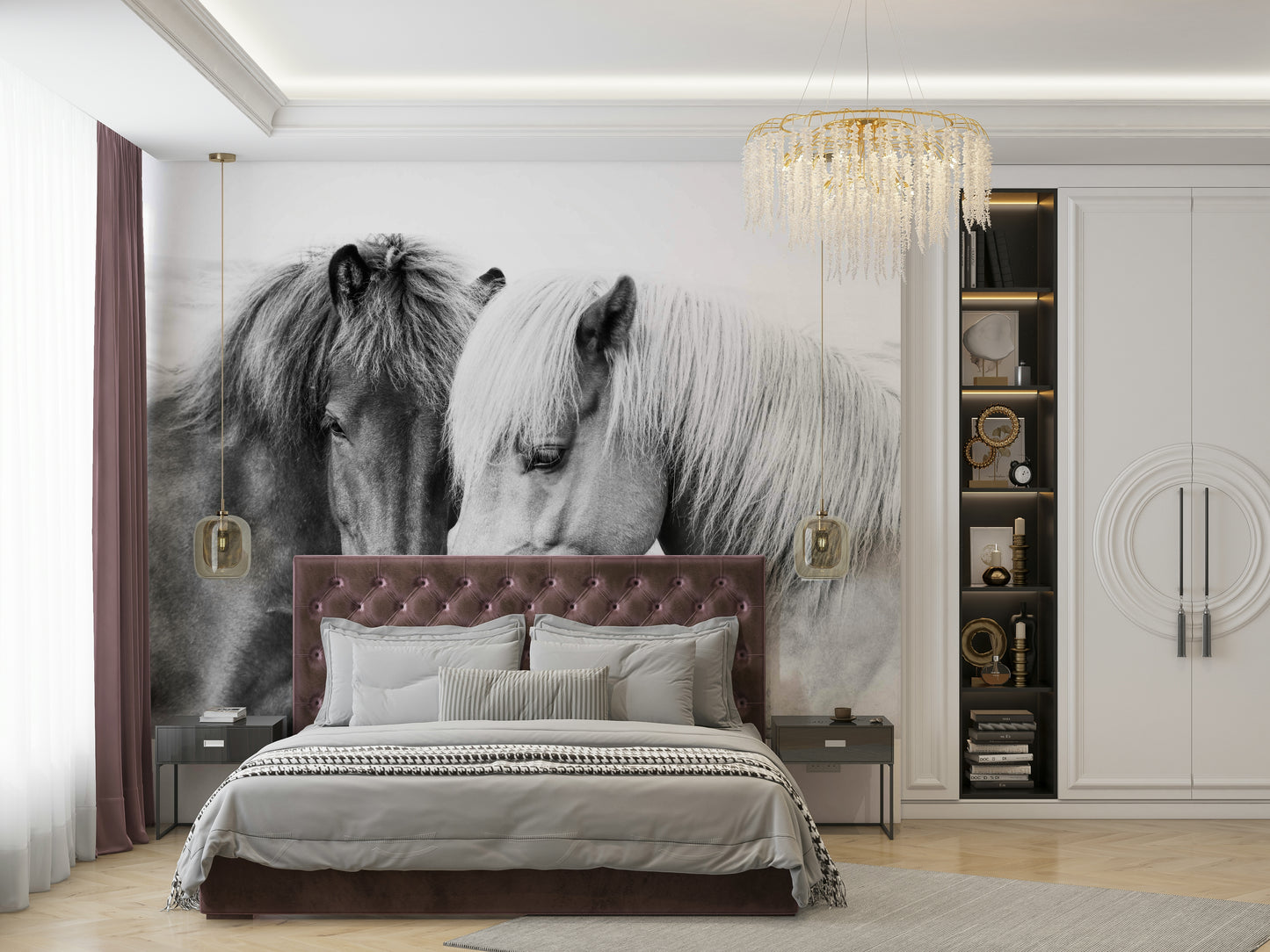Horse love wall mural for nature-inspired rooms

