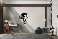Bold biker wallpaper for motorcycle-themed rooms