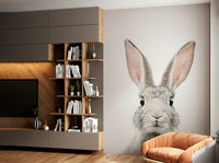 Soft pastel bunny wallpaper mural for a cozy nursery.