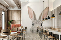 Colorful bunny wallpaper mural for a fun kids' room