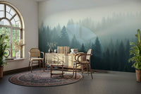 Twilight pine forest wall design


