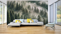 Evergreen pine forest wall covering


