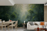 Jungle wallpaper with leafy trees

