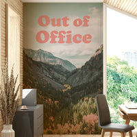 Out of office text landscape mural

