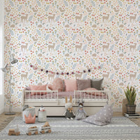 Playful woodland print wallpaper for walls

