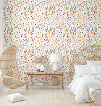 Nature-inspired kids wallpaper with flowers

