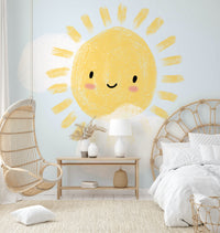 Light blue background sun wall mural

