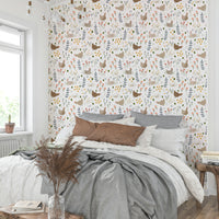 Rustic chicken and blooms wallpaper mural

