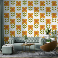 Playful daisy wall wallpaper for bedroom

