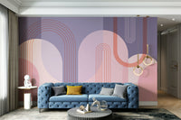 Pink purple layered arch wall wallpaper

