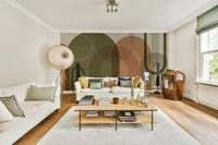 Modern olive and orange arch design

