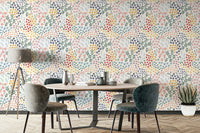 Whimsical floral patch wallpaper mural

