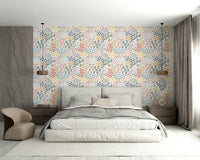 Bright watercolor flowers wall design

