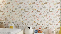 Playful dog and wildflowers wall mural

