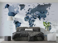 Watercolor map wallpaper in blue tones

