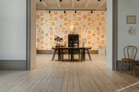 Warm-toned boho flower wall mural

