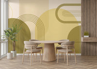 Earthy toned curved line wall mural

