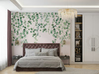 Trendy pink and green eucalyptus botanical art

