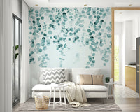 Modern eucalyptus teal mural for bedrooms

