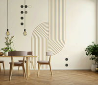 Flowing abstract mural in neutral tones


