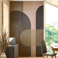 Minimal mid-century mural with linen texture

