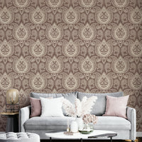Ornate paisley design in subtle brown hues

