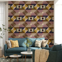 Graphic wall mural with retro color palette

