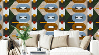 Bold color geometric print wall wallpaper

