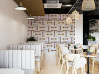 Textured wallpaper with bold stripe accents

