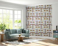 Geometric woven effect wallpaper for decor

