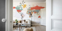 High-detail world map mural for travel lovers

