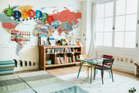Geographical world map design for walls

