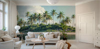 Peaceful island with palm trees art

