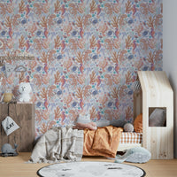 Tranquil pastel wallpaper for beach cabin


