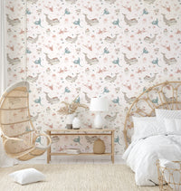 Botanical wallpaper with aquatic elements

