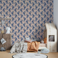 Vibrant blue tiger wallpaper with jewel jungle patterns

